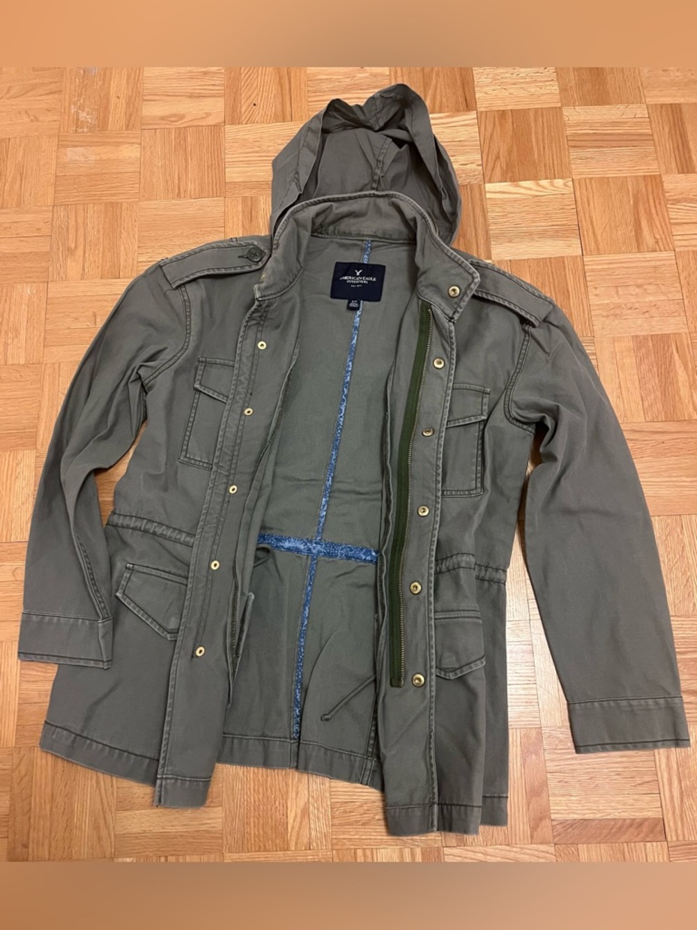 NWOT- American Eagle Outfitters, women’s green cotton field jacket, size S
